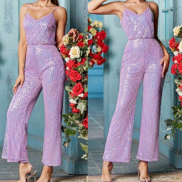 Luxe black sequins cami jumpsuit - Picture 15 of 15